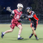 Two lacrosse players in a game. Links to Bristol Men's and Mixed Lacrosse club page on Bristol SU Website.